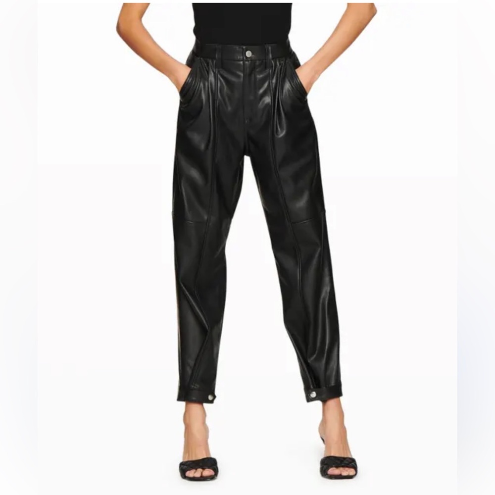 Neiman Marcus Blue Revival Faux Leather Trouser Pants Size 25